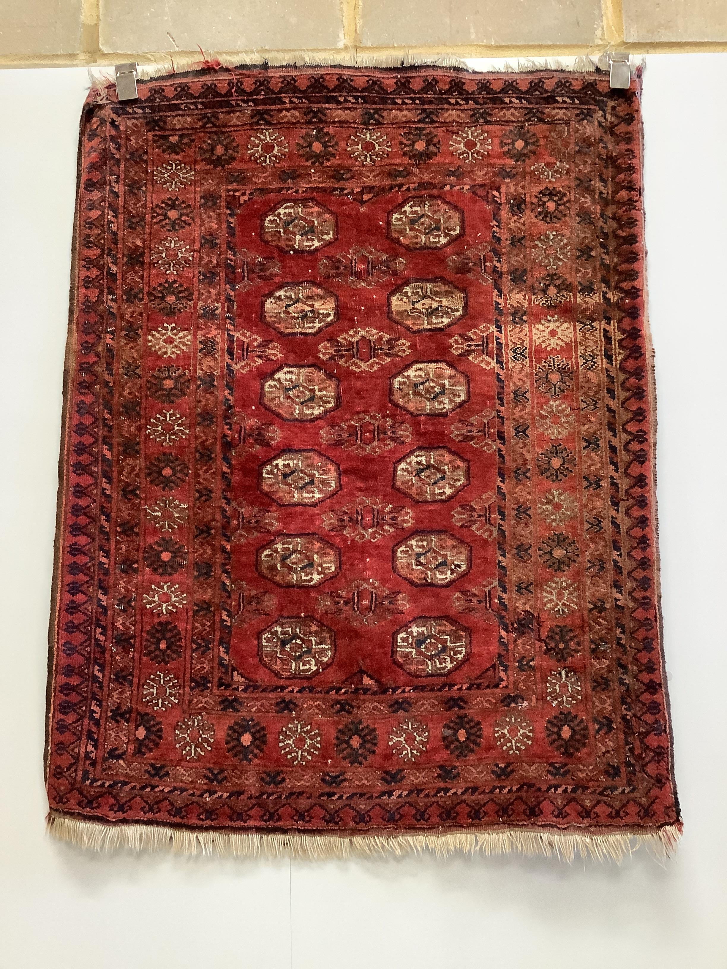 An Afghan red ground rug, 220 x 170cm together with a Bokhara rug